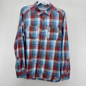 The North Face Button Down Shirt Men’s Medium Blue Red Plaid Long Sleeve Casual‎